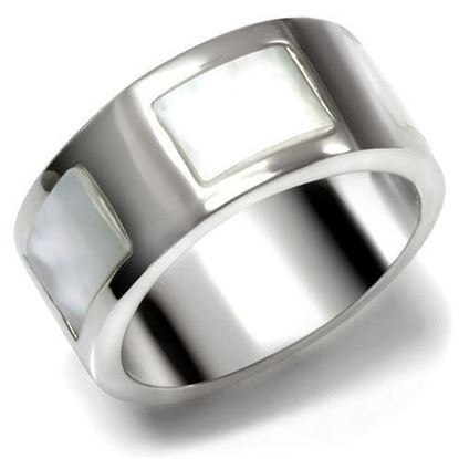 Picture of TK043 - Stainless Steel Ring High polished (no plating) Women Precious Stone White