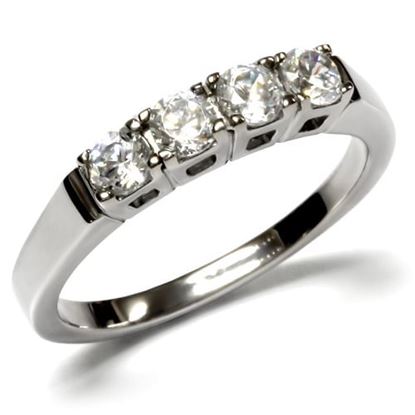 Picture of TK047 - Stainless Steel Ring High polished (no plating) Women AAA Grade CZ Clear