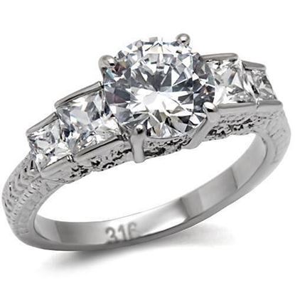 Picture of TK057 - Stainless Steel Ring High polished (no plating) Women AAA Grade CZ Clear