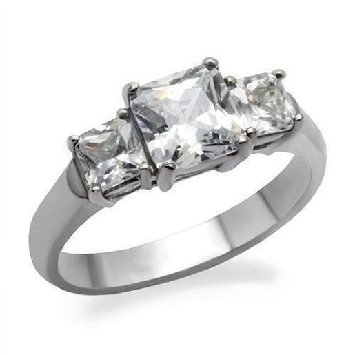 Picture of TK058 - Stainless Steel Ring High polished (no plating) Women AAA Grade CZ Clear