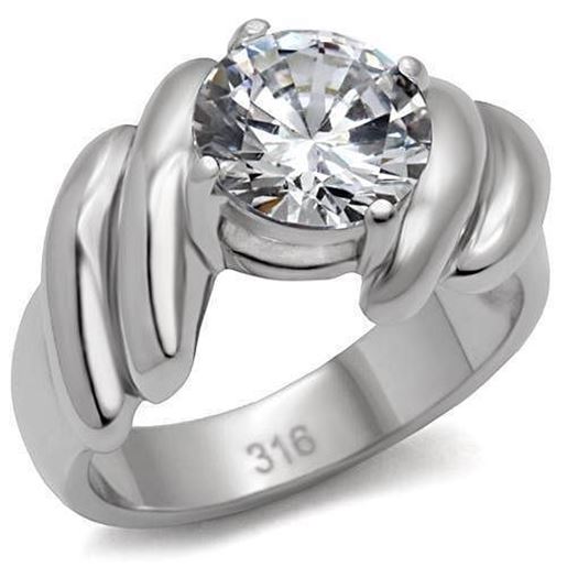 Picture of TK060 - Stainless Steel Ring High polished (no plating) Women AAA Grade CZ Clear