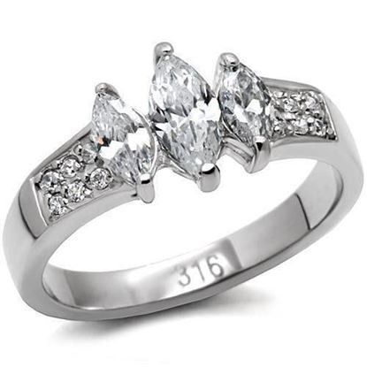 Picture of TK061 - Stainless Steel Ring High polished (no plating) Women AAA Grade CZ Clear