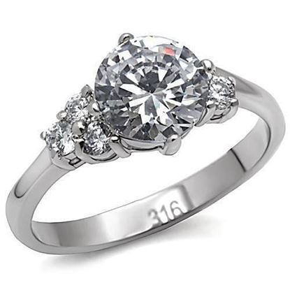 Picture of TK062 - Stainless Steel Ring High polished (no plating) Women AAA Grade CZ Clear