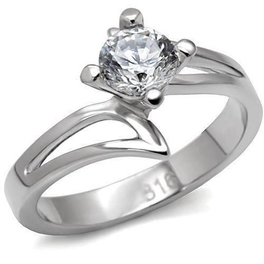 Picture of TK063 - Stainless Steel Ring High polished (no plating) Women AAA Grade CZ Clear