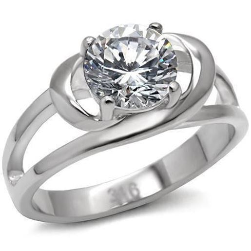 Picture of TK066 - Stainless Steel Ring High polished (no plating) Women AAA Grade CZ Clear