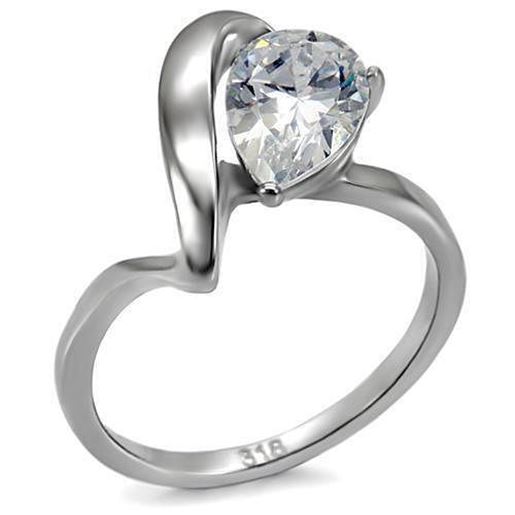 Picture of TK067 - Stainless Steel Ring High polished (no plating) Women AAA Grade CZ Clear