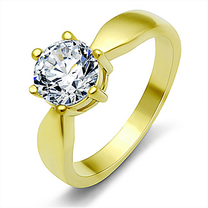 Picture of TK071G - Stainless Steel Ring IP Gold(Ion Plating) Women AAA Grade CZ Clear