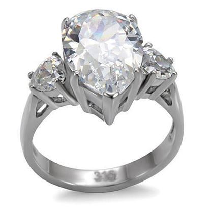 Picture of TK076 - Stainless Steel Ring High polished (no plating) Women AAA Grade CZ Clear