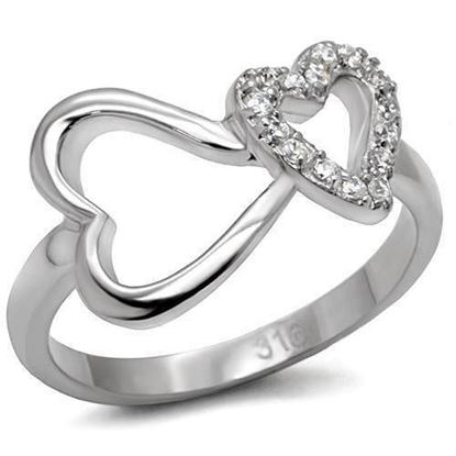 Picture of TK077 - Stainless Steel Ring High polished (no plating) Women AAA Grade CZ Clear