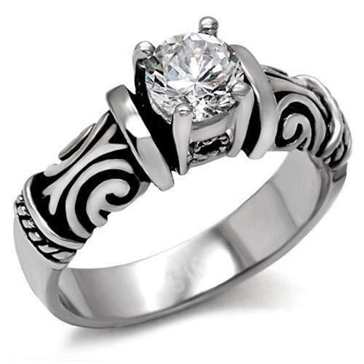 Picture of TK082 - Stainless Steel Ring High polished (no plating) Women AAA Grade CZ Clear