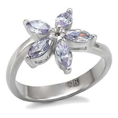 Picture of TK084 - Stainless Steel Ring High polished (no plating) Women AAA Grade CZ Light Amethyst