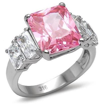 Picture of TK088 - Stainless Steel Ring High polished (no plating) Women AAA Grade CZ Rose