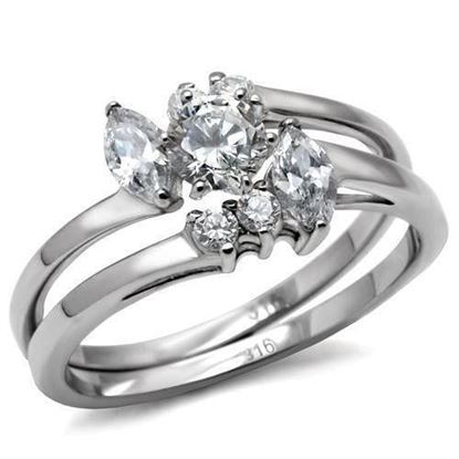 Picture of TK096 - Stainless Steel Ring High polished (no plating) Women AAA Grade CZ Clear