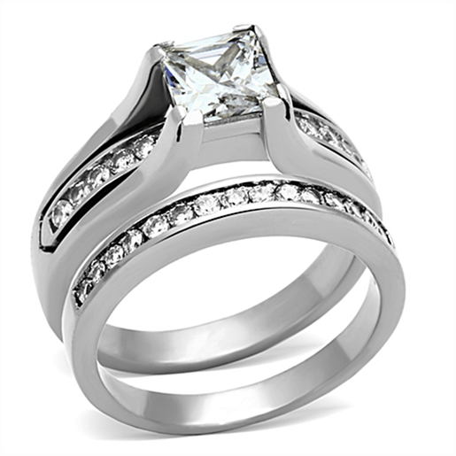 Picture of TK0W383 - Stainless Steel Ring High polished (no plating) Women AAA Grade CZ Clear