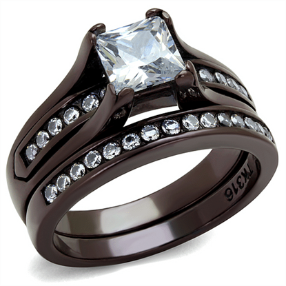 Picture of TK0W383DC - Stainless Steel Ring IP Dark Brown (IP coffee) Women AAA Grade CZ Clear