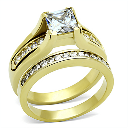 Picture of TK0W384 - Stainless Steel Ring IP Gold(Ion Plating) Women AAA Grade CZ Clear