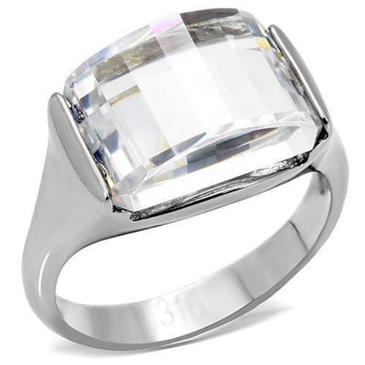 Picture of TK100 - Stainless Steel Ring High polished (no plating) Women AAA Grade CZ Clear