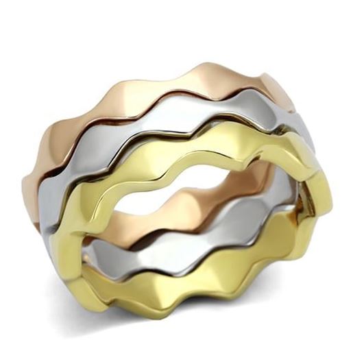 Picture of TK1002 - Stainless Steel Ring Three Tone IP?â‚¬IP Gold & IP Rose Gold & High Polished) Women No Stone No Stone