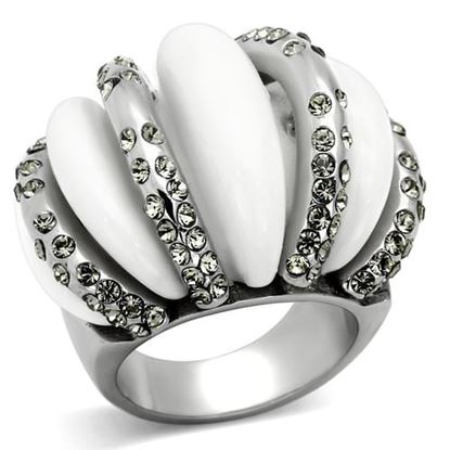 Picture of TK1011 - Stainless Steel Ring High polished (no plating) Women Top Grade Crystal Black Diamond