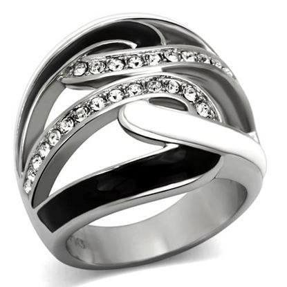 Picture of TK1018 - Stainless Steel Ring High polished (no plating) Women Top Grade Crystal Clear