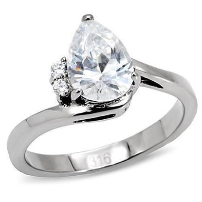 Picture of TK102 - Stainless Steel Ring High polished (no plating) Women AAA Grade CZ Clear