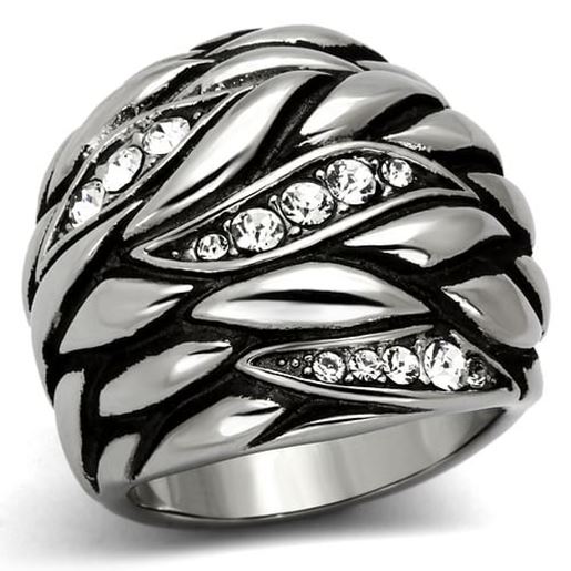 Picture of TK1020 - Stainless Steel Ring High polished (no plating) Women Top Grade Crystal Clear