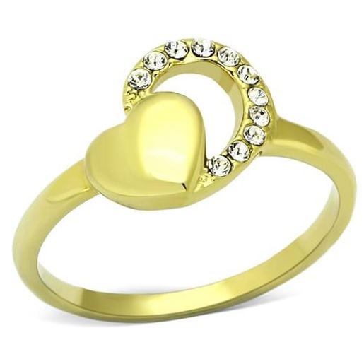 Picture of TK1024 - Stainless Steel Ring IP Gold(Ion Plating) Women Top Grade Crystal Clear