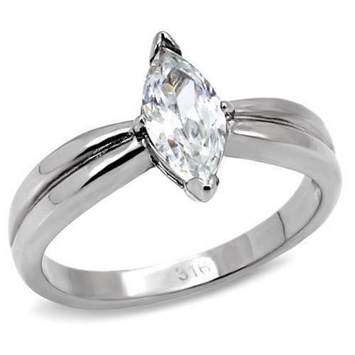 Picture of TK103 - Stainless Steel Ring High polished (no plating) Women AAA Grade CZ Clear