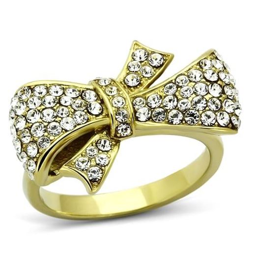 Picture of TK1032 - Stainless Steel Ring IP Gold(Ion Plating) Women Top Grade Crystal Clear