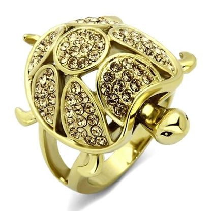 Picture of TK1035 - Stainless Steel Ring IP Gold(Ion Plating) Women Top Grade Crystal Citrine Yellow