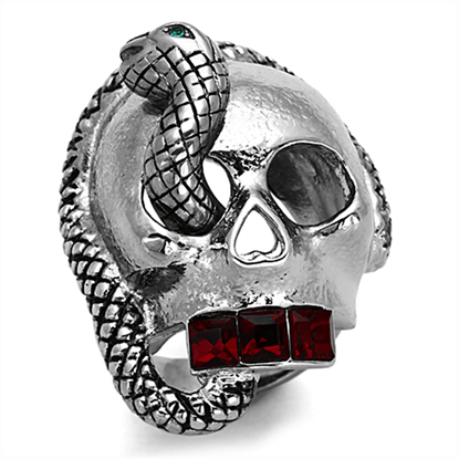 Picture of TK1038 - Stainless Steel Ring High polished (no plating) Men Top Grade Crystal Multi Color