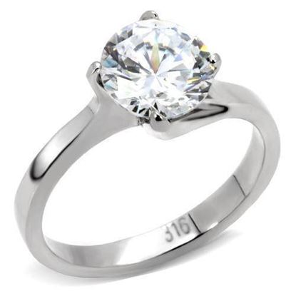 Picture of TK104 - Stainless Steel Ring High polished (no plating) Women AAA Grade CZ Clear