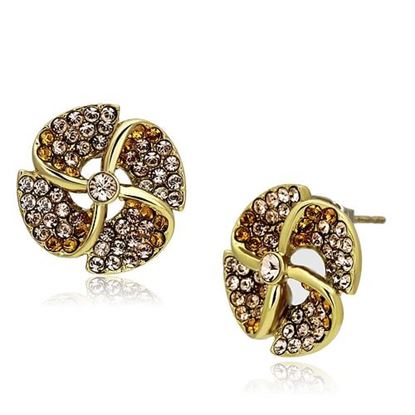 Picture of TK1040 - Stainless Steel Earrings IP Gold(Ion Plating) Women Top Grade Crystal Multi Color