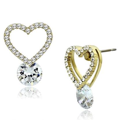 Picture of TK1045 - Stainless Steel Earrings IP Gold(Ion Plating) Women AAA Grade CZ Clear