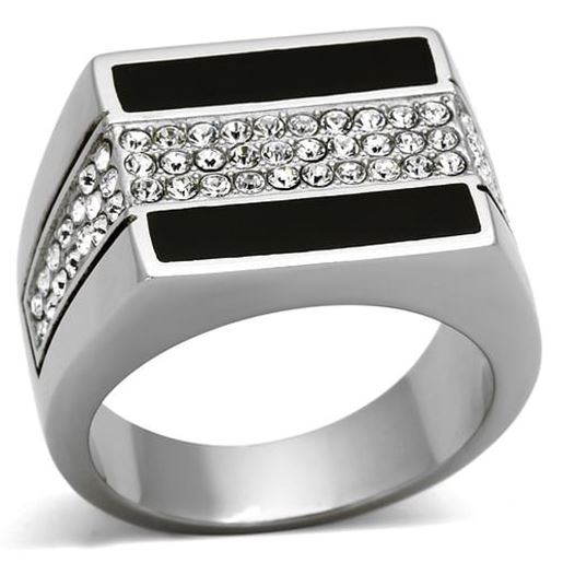 Picture of TK1048 - Stainless Steel Ring High polished (no plating) Men Top Grade Crystal Clear