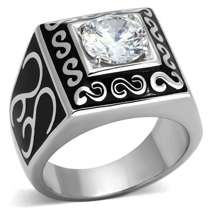 Picture of TK1050 - Stainless Steel Ring High polished (no plating) Men AAA Grade CZ Clear