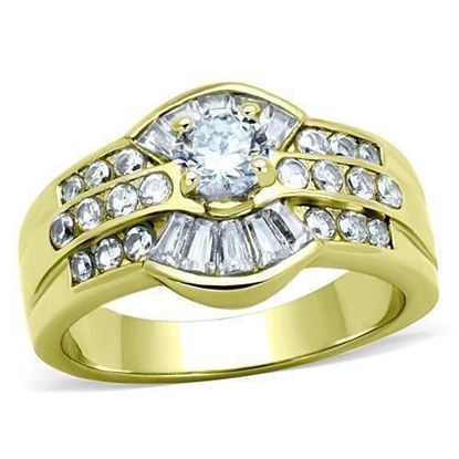 Picture of TK10528G - Stainless Steel Ring IP Gold(Ion Plating) Women AAA Grade CZ Clear