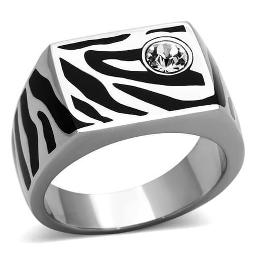 Picture of TK1054 - Stainless Steel Ring High polished (no plating) Men Top Grade Crystal Clear