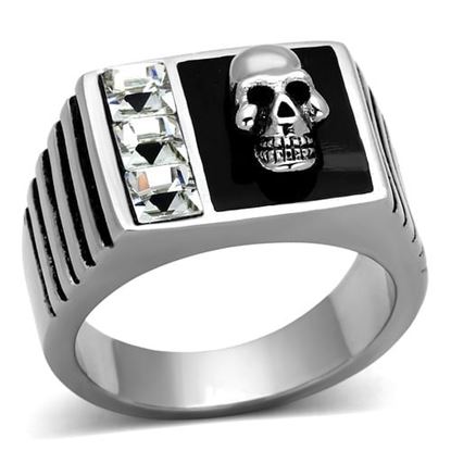 Picture of TK1057 - Stainless Steel Ring High polished (no plating) Men Top Grade Crystal Clear