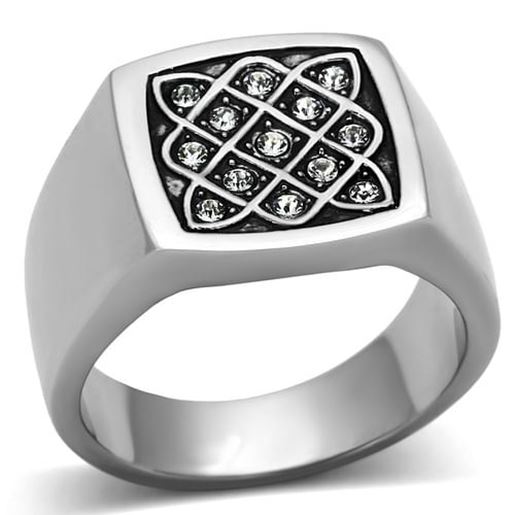 Picture of TK1060 - Stainless Steel Ring High polished (no plating) Men Top Grade Crystal Clear