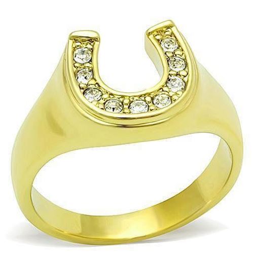 Picture of TK10616G - Stainless Steel Ring IP Gold(Ion Plating) Women Top Grade Crystal Clear