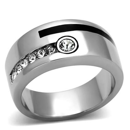 Picture of TK1067 - Stainless Steel Ring High polished (no plating) Men Top Grade Crystal Clear