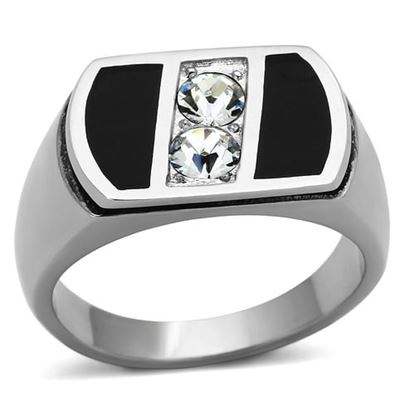 Picture of TK1068 - Stainless Steel Ring High polished (no plating) Men Top Grade Crystal Clear