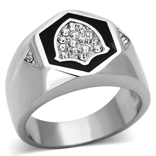 Picture of TK1069 - Stainless Steel Ring High polished (no plating) Men Top Grade Crystal Clear