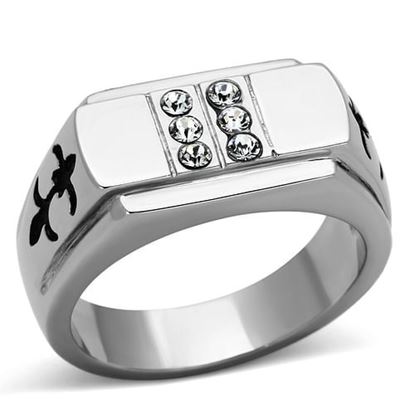 Picture of TK1071 - Stainless Steel Ring High polished (no plating) Men Top Grade Crystal Clear