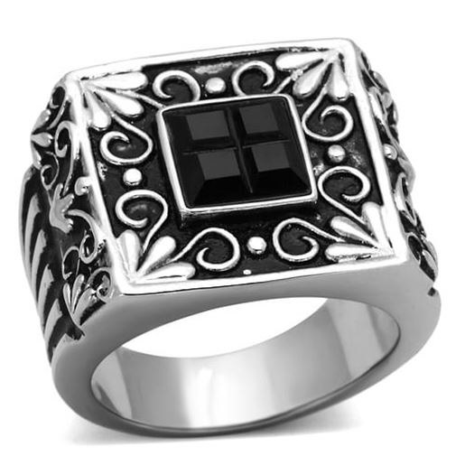 Picture of TK1074 - Stainless Steel Ring High polished (no plating) Men Synthetic Jet