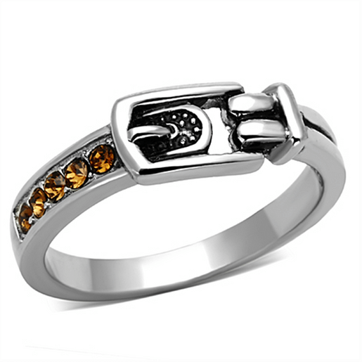 Picture of TK1079 - Stainless Steel Ring High polished (no plating) Women Top Grade Crystal Smoked Quartz