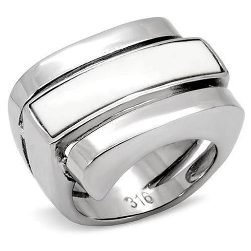 Picture of TK108 - Stainless Steel Ring High polished (no plating) Women Semi-Precious White