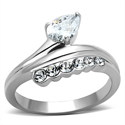 Picture of TK1080 - Stainless Steel Ring High polished (no plating) Women AAA Grade CZ Clear