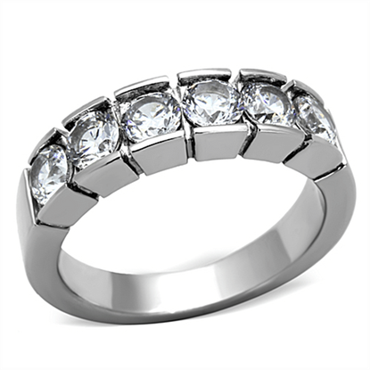 Picture of TK1082 - Stainless Steel Ring High polished (no plating) Women AAA Grade CZ Clear